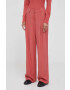 Sisley pantaloni femei culoarea roz lat high waist - Pled.ro