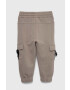 Sisley pantaloni de trening din bumbac pentru copii culoarea maro neted - Pled.ro