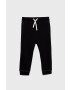 Sisley pantaloni de trening din bumbac pentru copii culoarea negru neted - Pled.ro