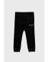 Sisley pantaloni de trening din bumbac pentru copii culoarea negru neted - Pled.ro