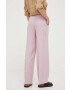 Sisley pantaloni din in culoarea violet lat high waist - Pled.ro