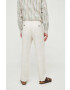 Sisley pantaloni din in culoarea bej drept - Pled.ro