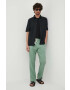 Sisley pantaloni din in culoarea verde - Pled.ro