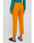 Sisley pantaloni din in culoarea portocaliu fason tigareta high waist - Pled.ro