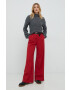 Sisley pulover femei culoarea gri cu turtleneck - Pled.ro