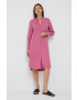 Sisley rochie din in culoarea roz mini oversize - Pled.ro