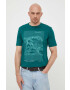 Sisley tricou din bumbac culoarea verde cu imprimeu - Pled.ro