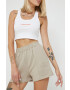 Sixth June pantaloni scurti din bumbac femei culoarea bej cu imprimeu high waist - Pled.ro