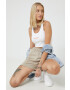 Sixth June pantaloni scurti din bumbac femei culoarea bej cu imprimeu high waist - Pled.ro