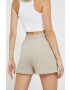 Sixth June pantaloni scurti din bumbac femei culoarea bej cu imprimeu high waist - Pled.ro