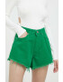 Sixth June pantaloni scurti jeans femei culoarea verde neted high waist - Pled.ro