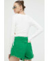 Sixth June pantaloni scurti jeans femei culoarea verde neted high waist - Pled.ro