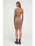 Sixth June rochie culoarea maro mini mulata - Pled.ro