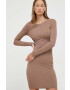 Sixth June rochie culoarea maro mini mulata - Pled.ro