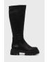 Steve Madden ghete de piele femei culoarea negru cu platforma - Pled.ro