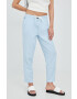 Superdry pantaloni din in femei drept high waist - Pled.ro