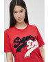 Superdry Tricou femei culoarea rosu - Pled.ro