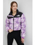 The North Face geaca de puf NUPTSE SHORT JACKET femei culoarea violet de iarna - Pled.ro