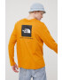 The North Face longsleeve din bumbac culoarea portocaliu cu imprimeu - Pled.ro