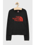 The North Face longsleeve din bumbac pentru copii culoarea alb cu imprimeu - Pled.ro