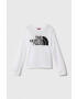 The North Face longsleeve din bumbac pentru copii L/S EASY TEE culoarea alb cu imprimeu - Pled.ro