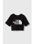 The North Face tricou de bumbac pentru copii G S/S CROP EASY TEE culoarea negru - Pled.ro