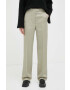 Tiger of Sweden pantaloni din amestec de in culoarea verde drept high waist - Pled.ro