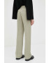 Tiger of Sweden pantaloni din amestec de in culoarea verde drept high waist - Pled.ro