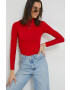 Tommy Jeans body femei culoarea rosu cu turtleneck - Pled.ro