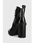 Tommy Jeans botine Heeled Boot femei culoarea negru cu toc drept - Pled.ro