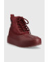 Tommy Jeans botine Fashion Boot femei culoarea bordo cu platforma izolare usoara - Pled.ro