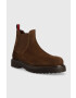 Tommy Jeans botine din piele intoarsa TJM CHELSEA HIGH BOOT barbati culoarea maro EM0EM01205 - Pled.ro