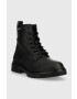 Tommy Jeans botine Lace Up Flat Boot femei culoarea negru cu toc plat - Pled.ro