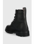 Tommy Jeans botine Lace Up Flat Boot femei culoarea negru cu toc plat - Pled.ro