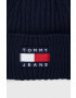 Tommy Jeans caciula culoarea albastru marin din tricot gros - Pled.ro