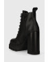 Tommy Jeans cizme de piele TJW HIGH HEEL LACE UP BOOT femei culoarea negru cu toc drept EN0EN02408 - Pled.ro