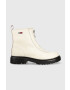 Tommy Jeans cizme de piele Zip Boot femei culoarea alb cu platforma - Pled.ro