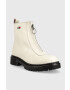 Tommy Jeans cizme de piele Zip Boot femei culoarea alb cu platforma - Pled.ro