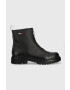 Tommy Jeans cizme de piele Zip Boot femei culoarea negru cu toc plat - Pled.ro