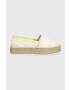 Tommy Jeans espadrile FLATFORM ESPADRILLE culoarea bej cu platforma EN0EN02078 - Pled.ro