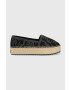 Tommy Jeans espadrile LOGOMANIA ESPADRILLE culoarea negru cu platforma EN0EN02079 - Pled.ro