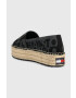 Tommy Jeans espadrile LOGOMANIA ESPADRILLE culoarea negru cu platforma EN0EN02079 - Pled.ro