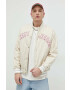 Tommy Jeans geaca bomber barbati culoarea bej de tranzitie oversize - Pled.ro