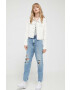 Tommy Jeans geaca din velur culoarea alb de tranzitie - Pled.ro