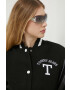 Tommy Jeans jacheta bomber din amestec de lana culoarea negru de tranzitie - Pled.ro