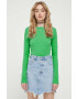 Tommy Jeans longsleeve femei culoarea verde - Pled.ro