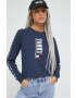 Tommy Jeans longsleeve din bumbac culoarea roz cu guler - Pled.ro