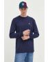 Tommy Jeans longsleeve din bumbac culoarea albastru marin cu imprimeu - Pled.ro