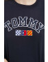 Tommy Jeans longsleeve din bumbac culoarea albastru marin - Pled.ro