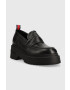 Tommy Jeans mocasini de piele TJW AVA LOAFER femei culoarea negru cu platforma EN0EN02218 - Pled.ro